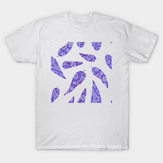 Aboriginal Art - Leaves Repeat Clear Blue T-Shirt by hogartharts